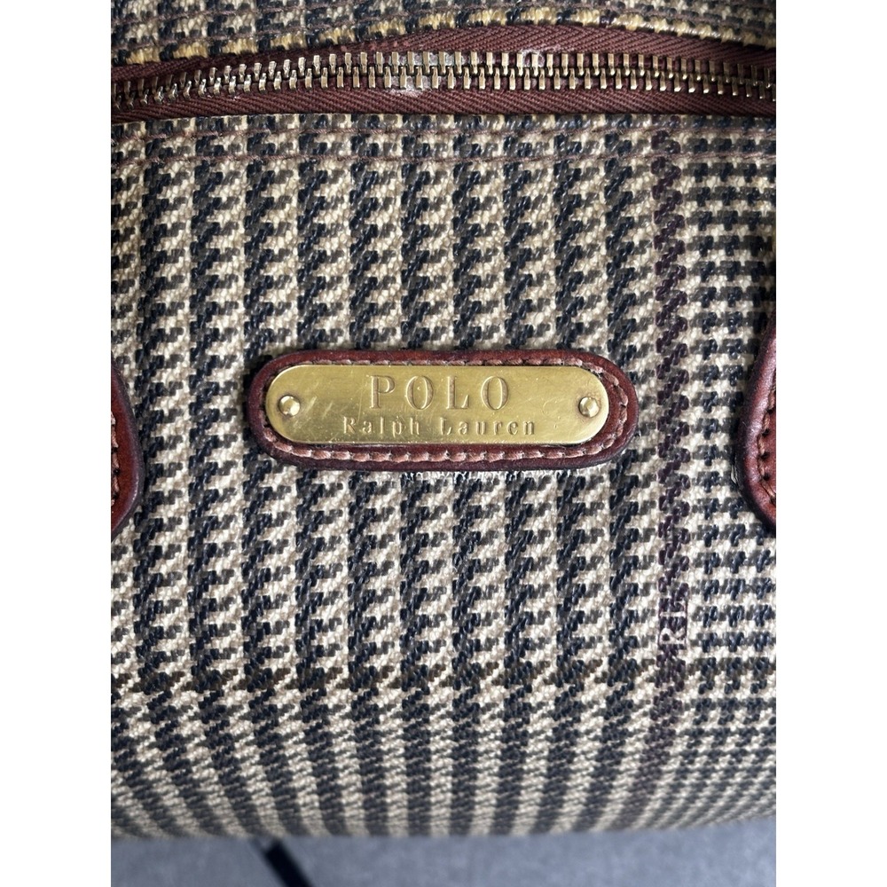 Vintage Polo Ralph Lauren Boston Bag W/ Houndstooth Pattern & Leather Handles - Picture 2 of 9